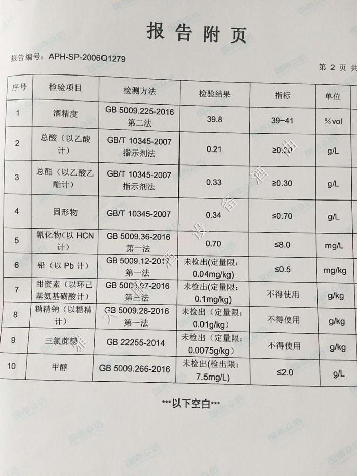 4.8-40度大米白酒檢測報告